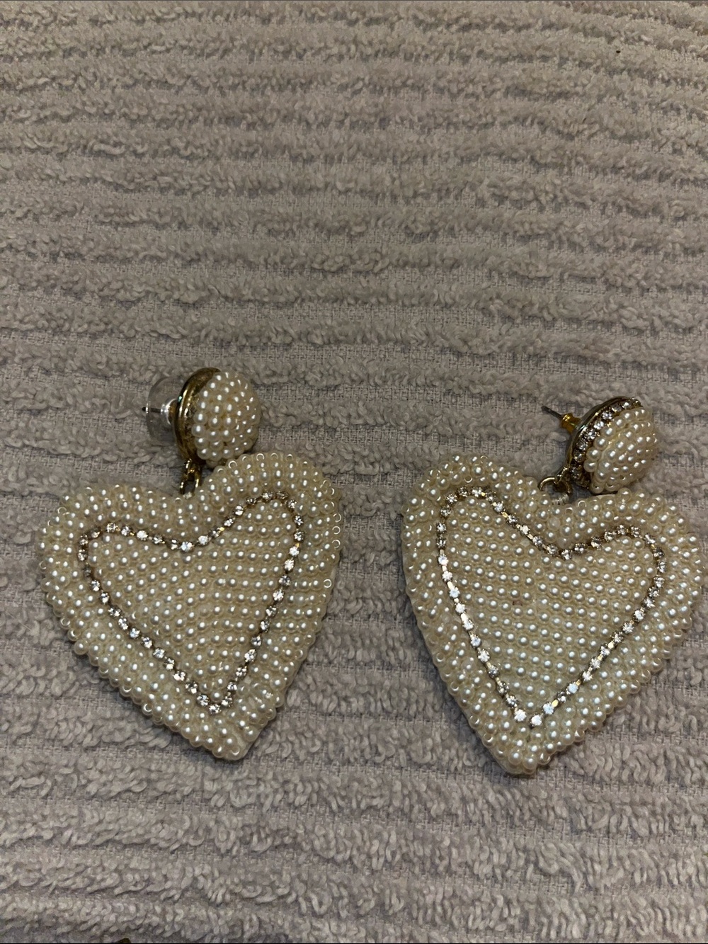 J. Crew Beaded heart Statement Earrings